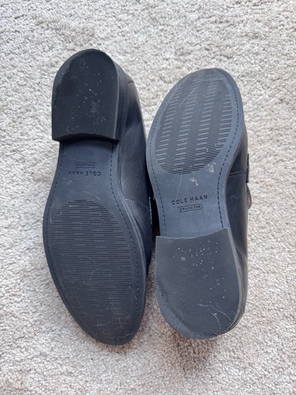 Cole Haan Black Leather Loafers with Chain-Link Accent - Picture 3 of 3